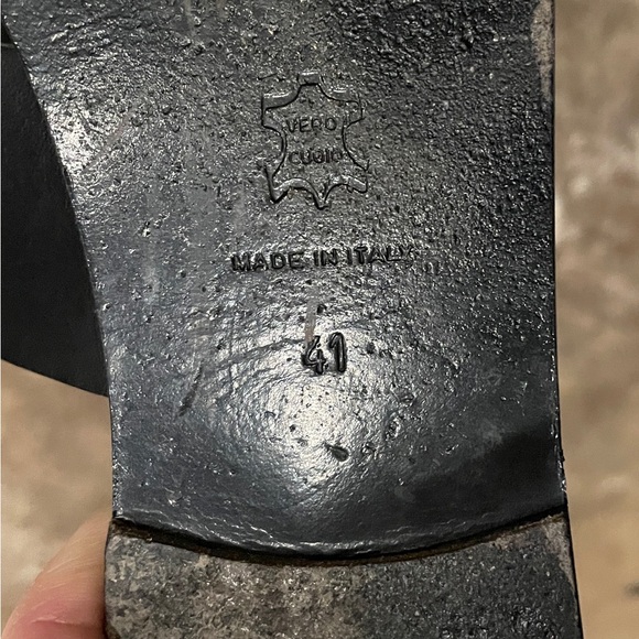 ATP Astrid Black Leather Flat Sandal Size 41/10 - Picture 6 of 8